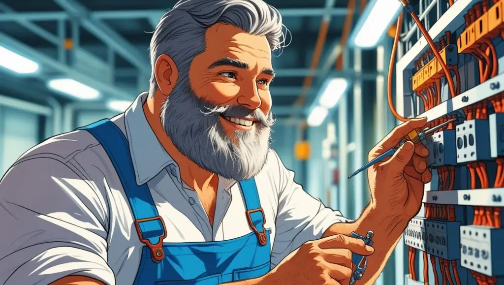 Tucny sedivy bradaty vesely revizny technik elektroinstalacii 2